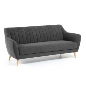 4Home Retro Couch in Dunkelgrau Webstoff 190 cm breit