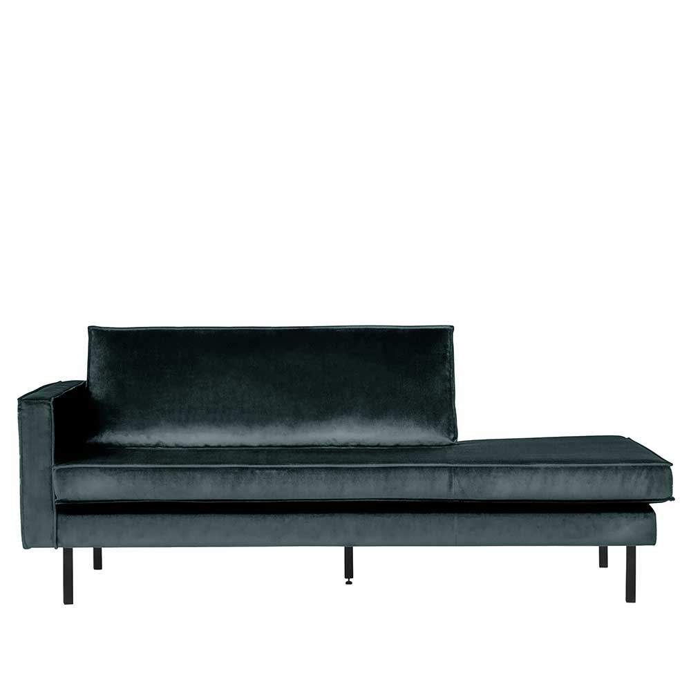 Basilicana Couch Recamiere in Petrol Samt Retro Look