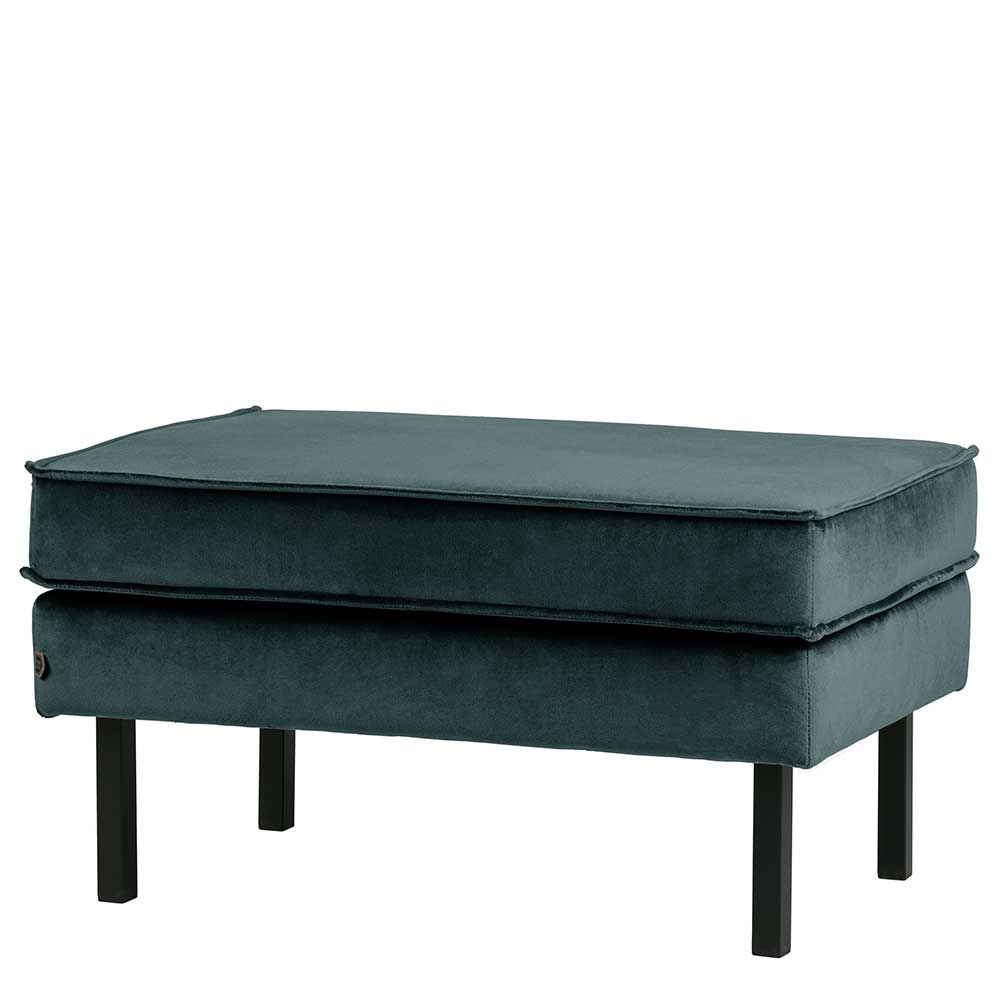 Basilicana Sofa Hocker in Petrol Samt Retro Design