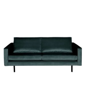 Basilicana Zweisitzer Sofa in Petrol Samt Retro Design