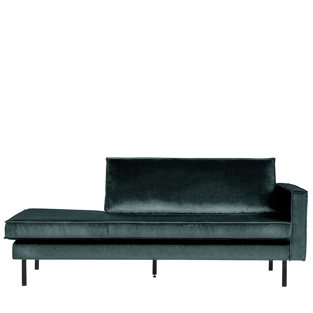 Basilicana Sofa Recamiere in Petrol Samt Retro Design