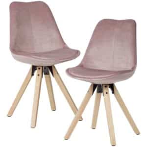 Möbel4Life Esstisch Stühle in Rosa Samt Massivholzgestell (2er Set)