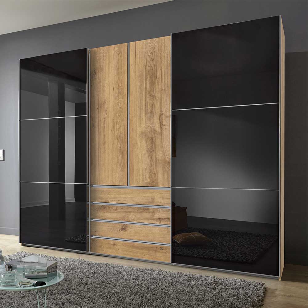 Star Möbel Moderner Schlafzimmerschrank mit Dreh- und Schiebetüren Selbsteinzug
