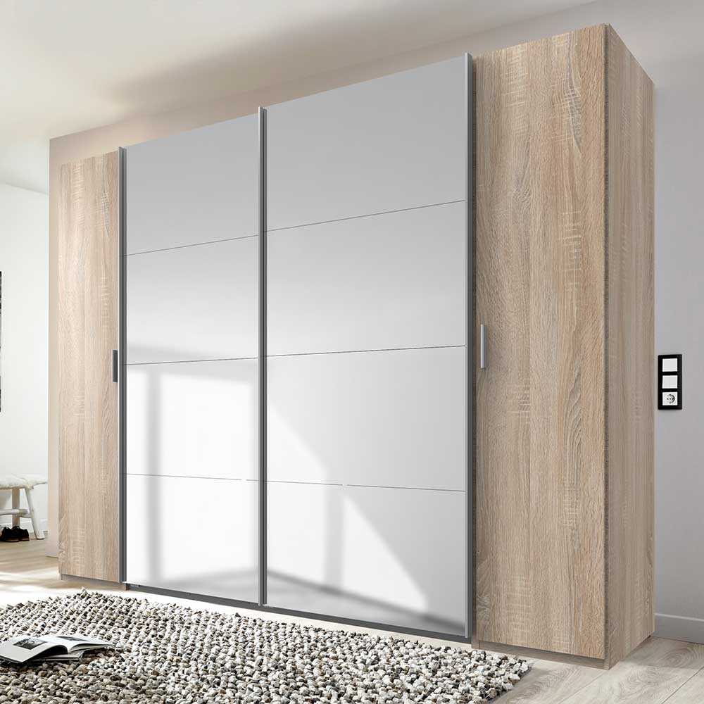 Star Möbel XL Spiegelkleiderschrank 272 cm breit Dreh- und Schiebetüren