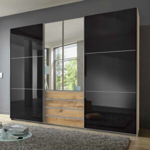 Star Möbel Moderner Schlafzimmerkleiderschrank mit Dreh- und Schiebetüren 300 cm breit