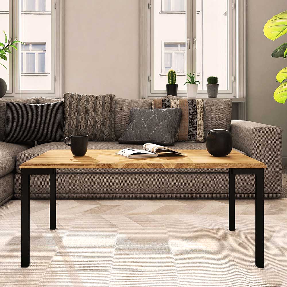 Basilicana Couchtisch Massivholz und Metall aus Wildeiche Skandi Design