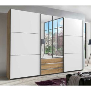 Star Möbel XL Kleiderschrank zweifarbig mit Spiegeltüren drei Schubladen