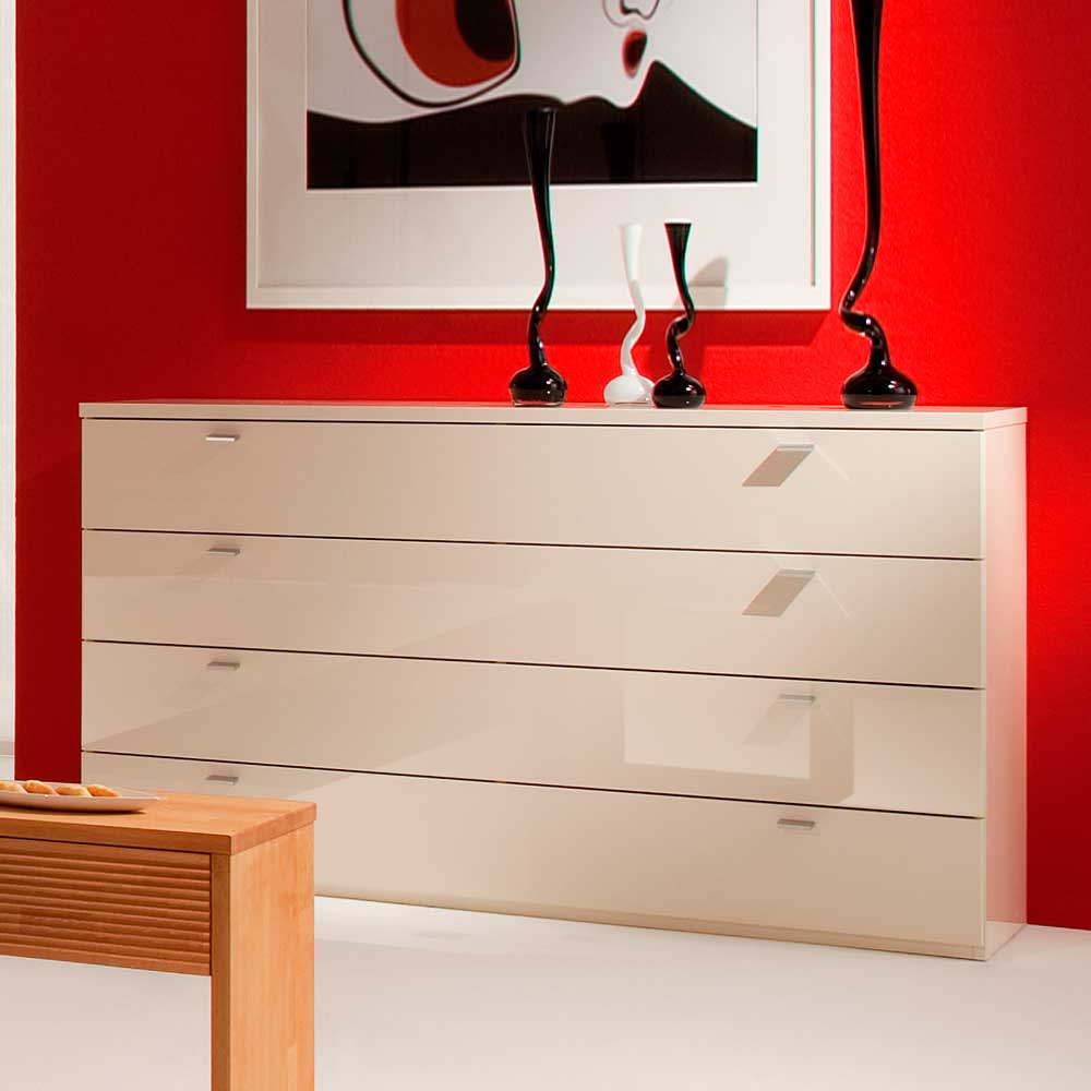 Spirinha Schubladen Sideboard in Weiß Hochglanz 150 cm breit