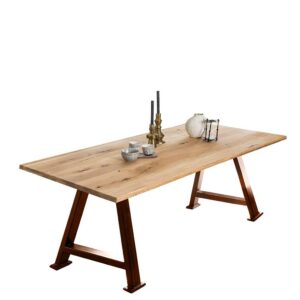 Möbel Exclusive Tisch Massivholz mit Metall A Fußgestell Wildeicheplatte