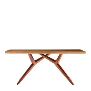 Möbel Exclusive Esszimmer Tisch mit Design Gestell Teakfarben und Braun