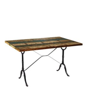 Möbel Exclusive Shabby Küchen Tisch mit Massivholzplatte Gusseisen Gestell