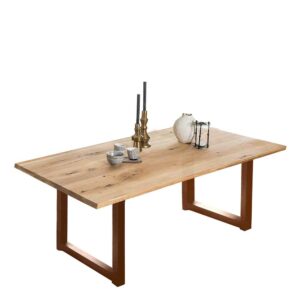 Möbel Exclusive Küchen Tisch in Wildeiche und Braun Massivholzplatte