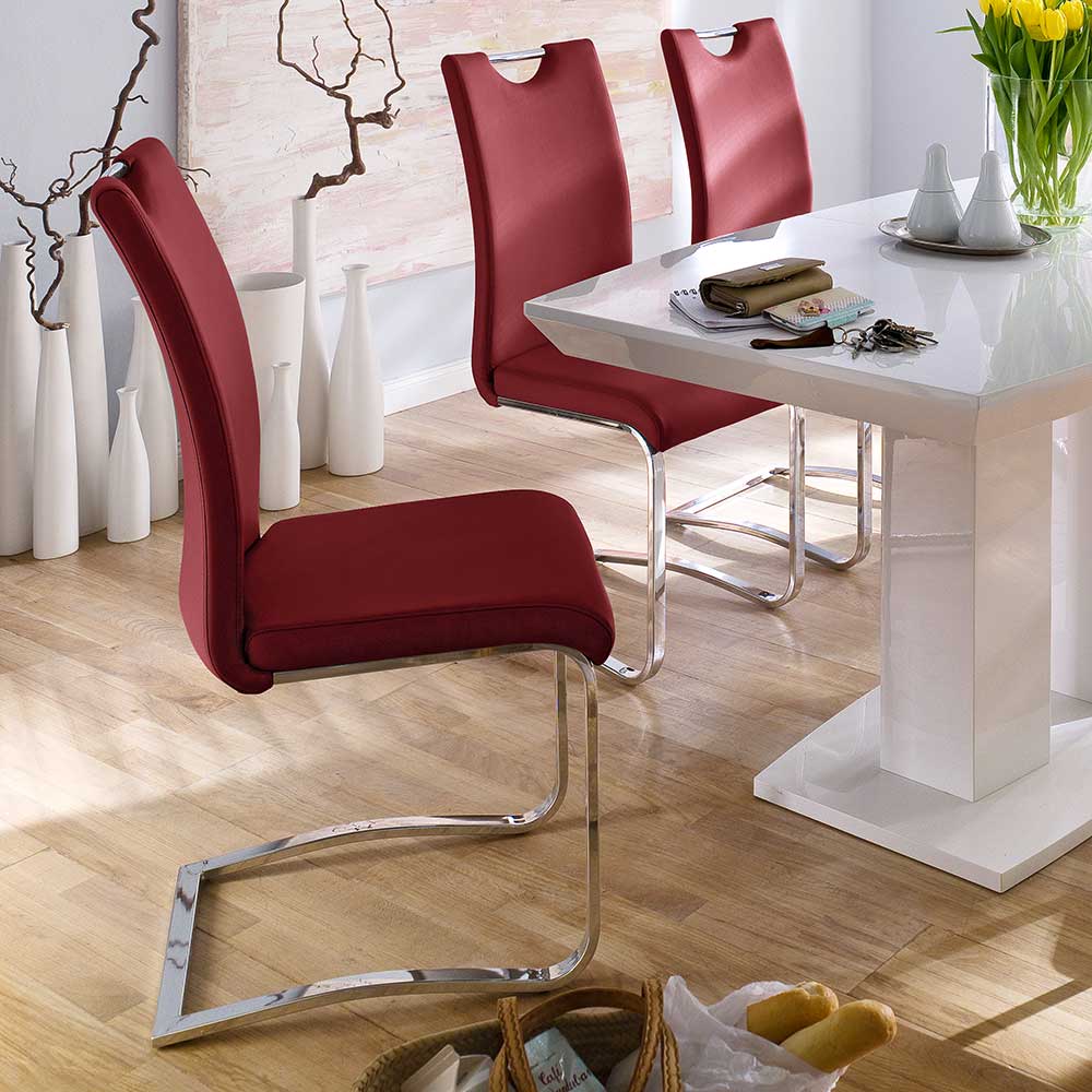 TopDesign Freischwinger Set in Rot mit Griff (4er Set)