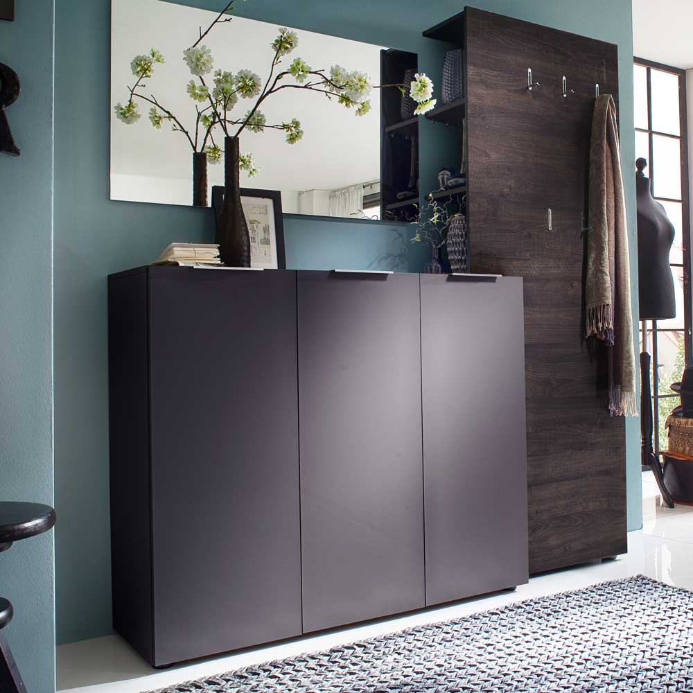 TopDesign Flurgarderobenset in Wenge Braun Anthrazit (dreiteilig)