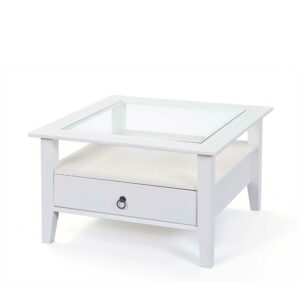 TopDesign Glas Sofatisch in Weiß 75 cm breit
