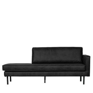 Basilicana Dreier Sofa in Schwarz Recyclingleder Retrostil