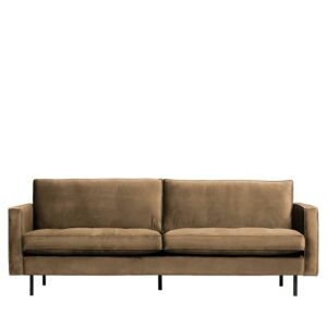 Basilicana Samt Couch in Taupe Retro Design