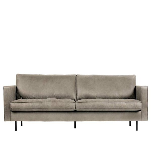 Basilicana Kunstledercouch in Grau Retrostil