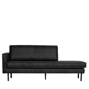 Basilicana 3er Sofa in Schwarz Recyclingleder Retro Design
