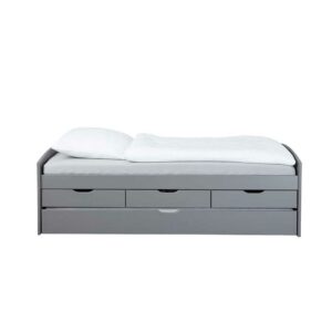 TopDesign Stauraum Bett in Grau Kiefer Massivholz