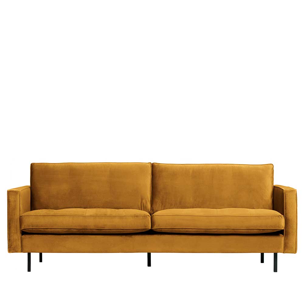 Basilicana Sofa in Ocker Samt Retro Design