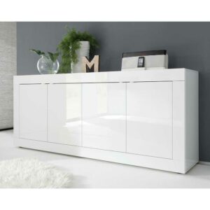 Homedreams Modernes Wohnzimmer Sideboard in Weiß Hochglanz 4 türig