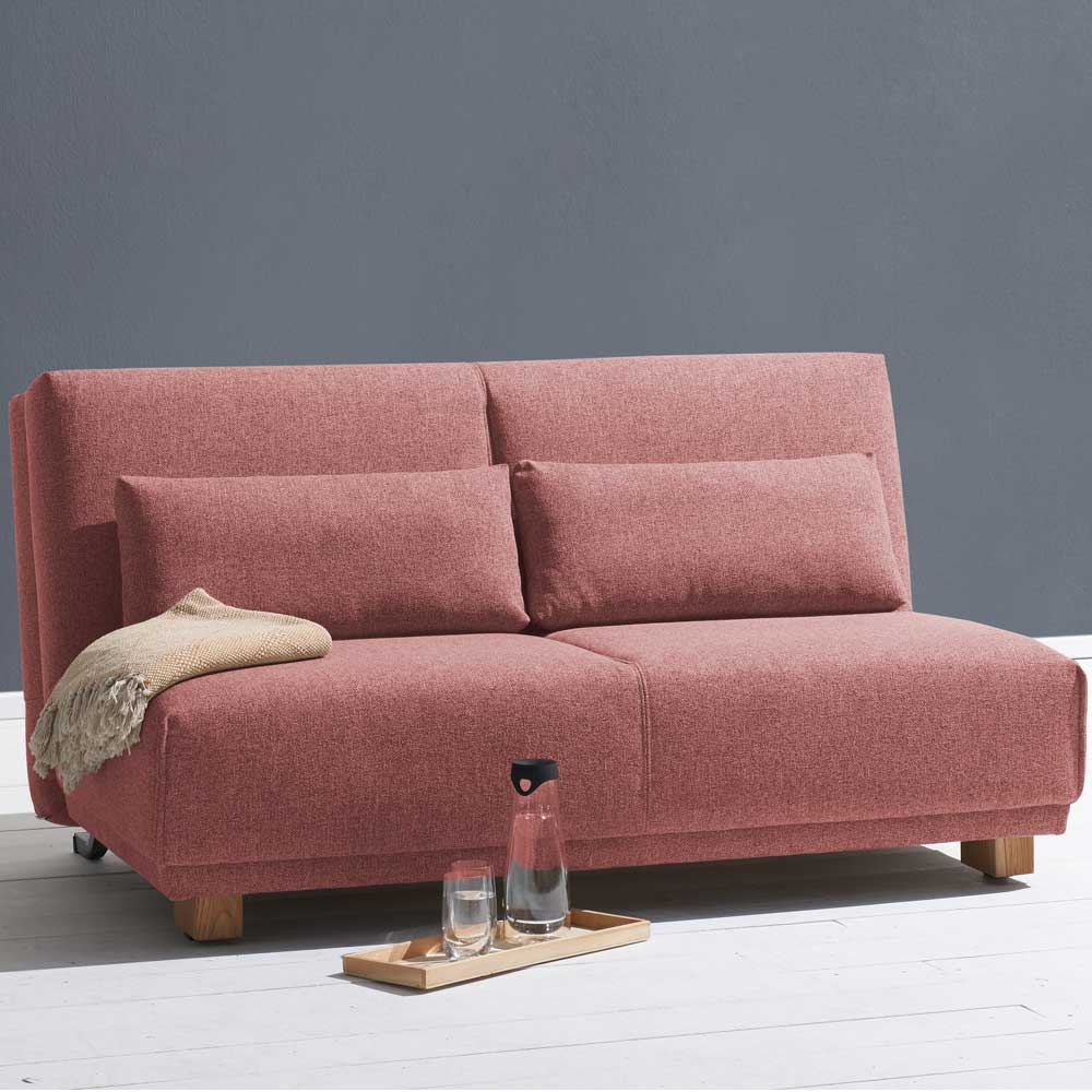 TopDesign Klappsofa in Rosa Stoff Made in Germany
