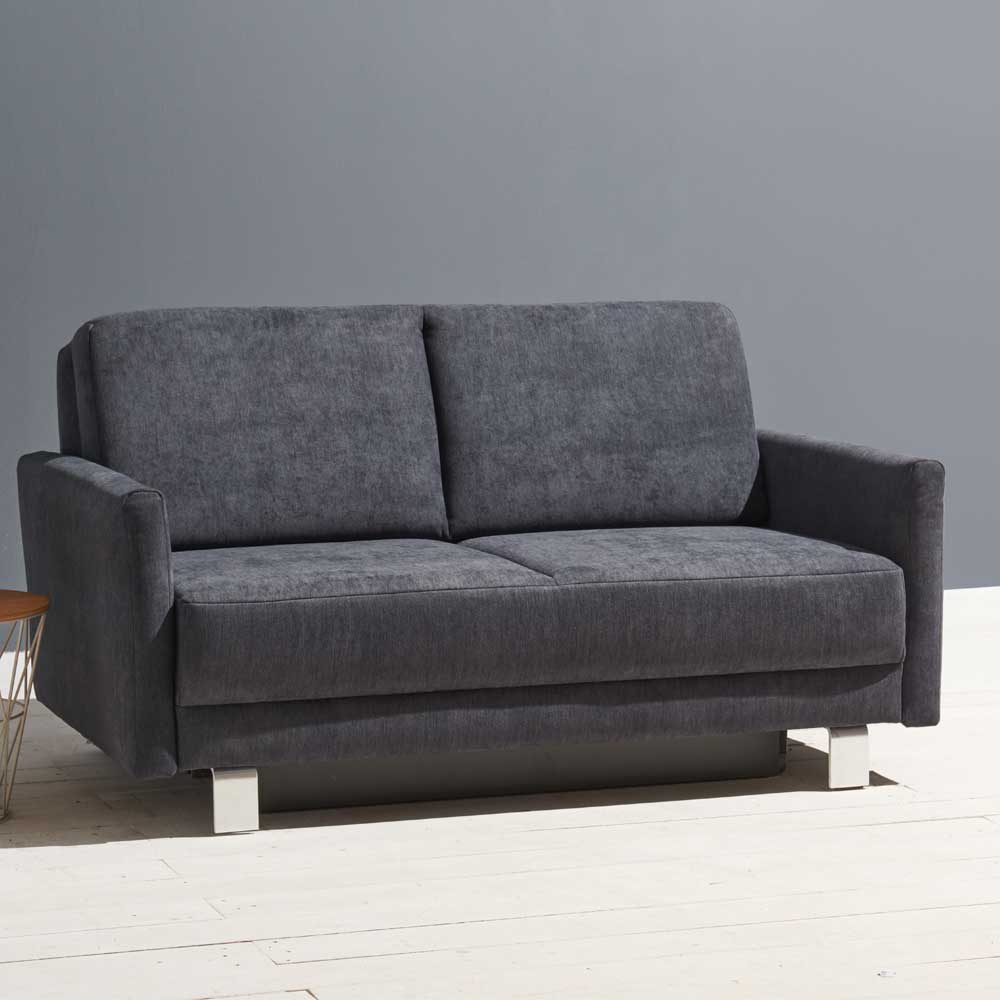 TopDesign Ausziehsofa in Blaugrau Microvelour Made in Germany