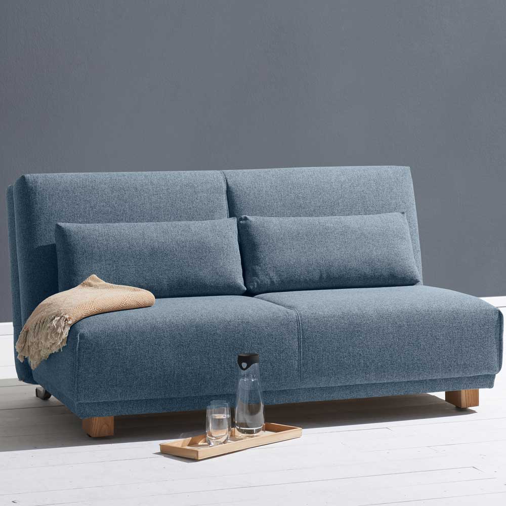 TopDesign Klappcouch in Blau Stoff Made in Germany