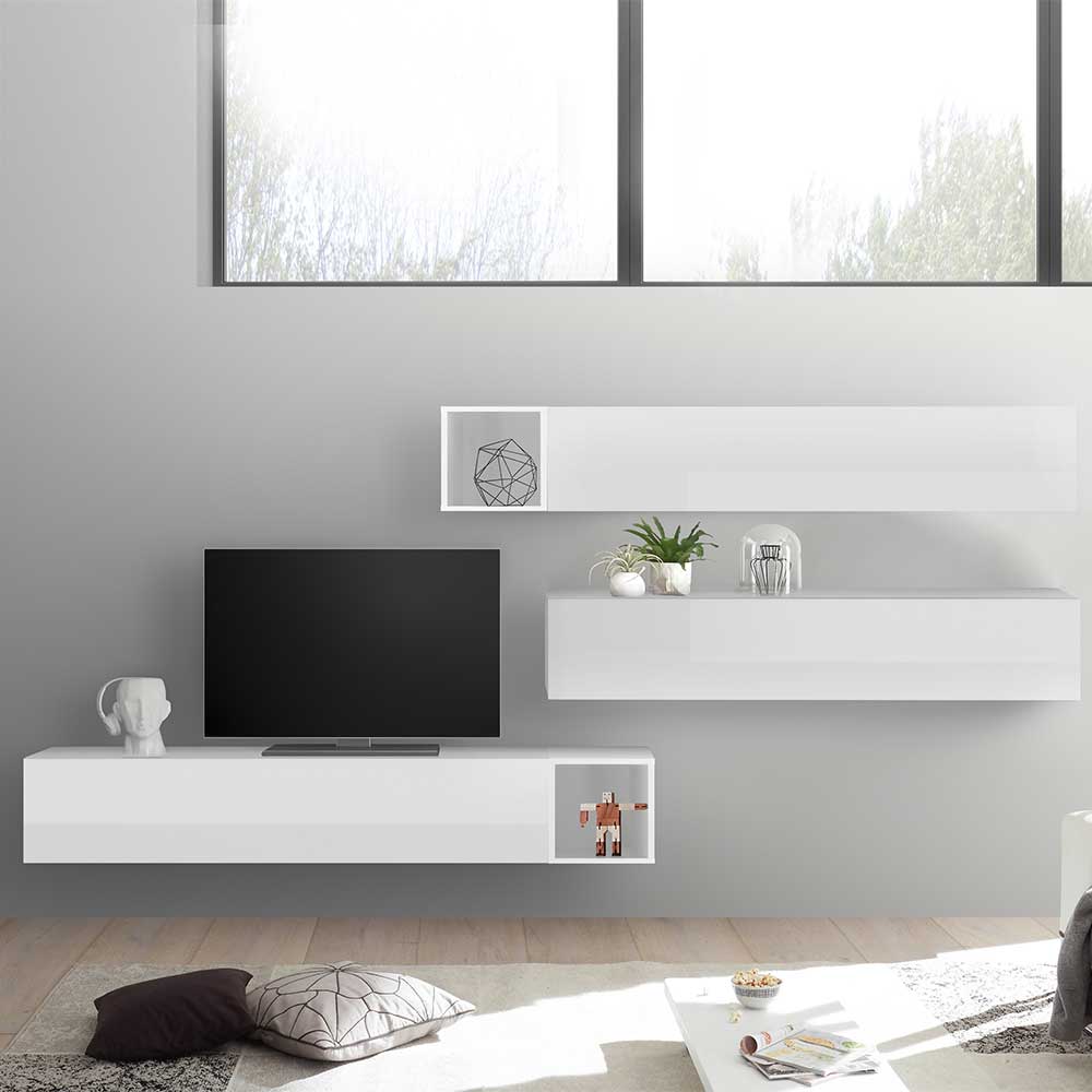 Homedreams Moderne Wohnzimmerwand in Weiß Hochglanz hängend (fünfteilig)