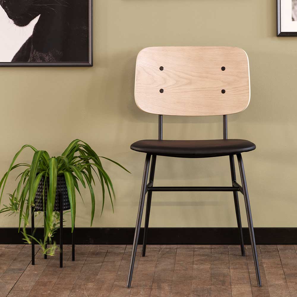 TopDesign Retro Stühle in White Wash und Schwarz Metallgestell (2er Set)