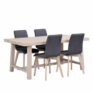 TopDesign Sitzgruppe in Holz White Wash und Grau Skandi Design (fünfteilig)