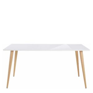 Möbel4Life Esstisch in Weiß Hochglanz und Eichefarben 160 cm breit