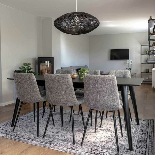 4Home Esstischgruppe in Grau und Schwarz ausziehbarem Esstisch (siebenteilig)
