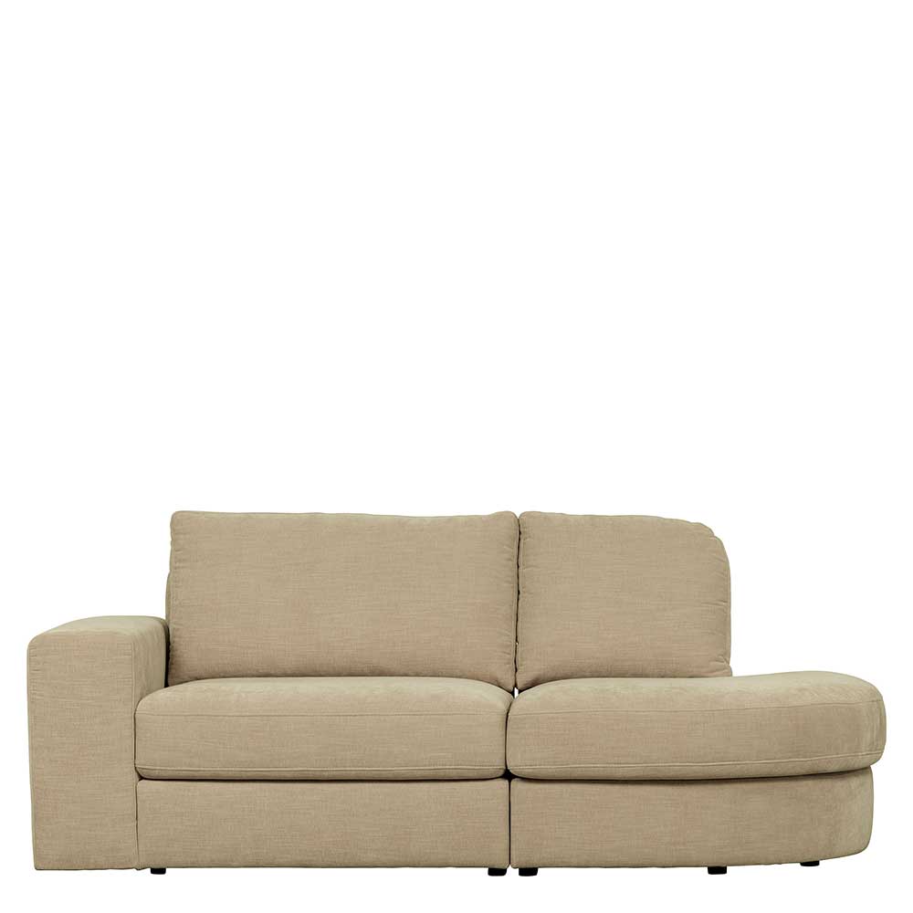 Basilicana Zweisitzer Modulcouch Beige 208 cm breit Rücken echt bezogen