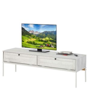 Möbel4Life TV Board in Creme Weiß massiv zwei Klappen