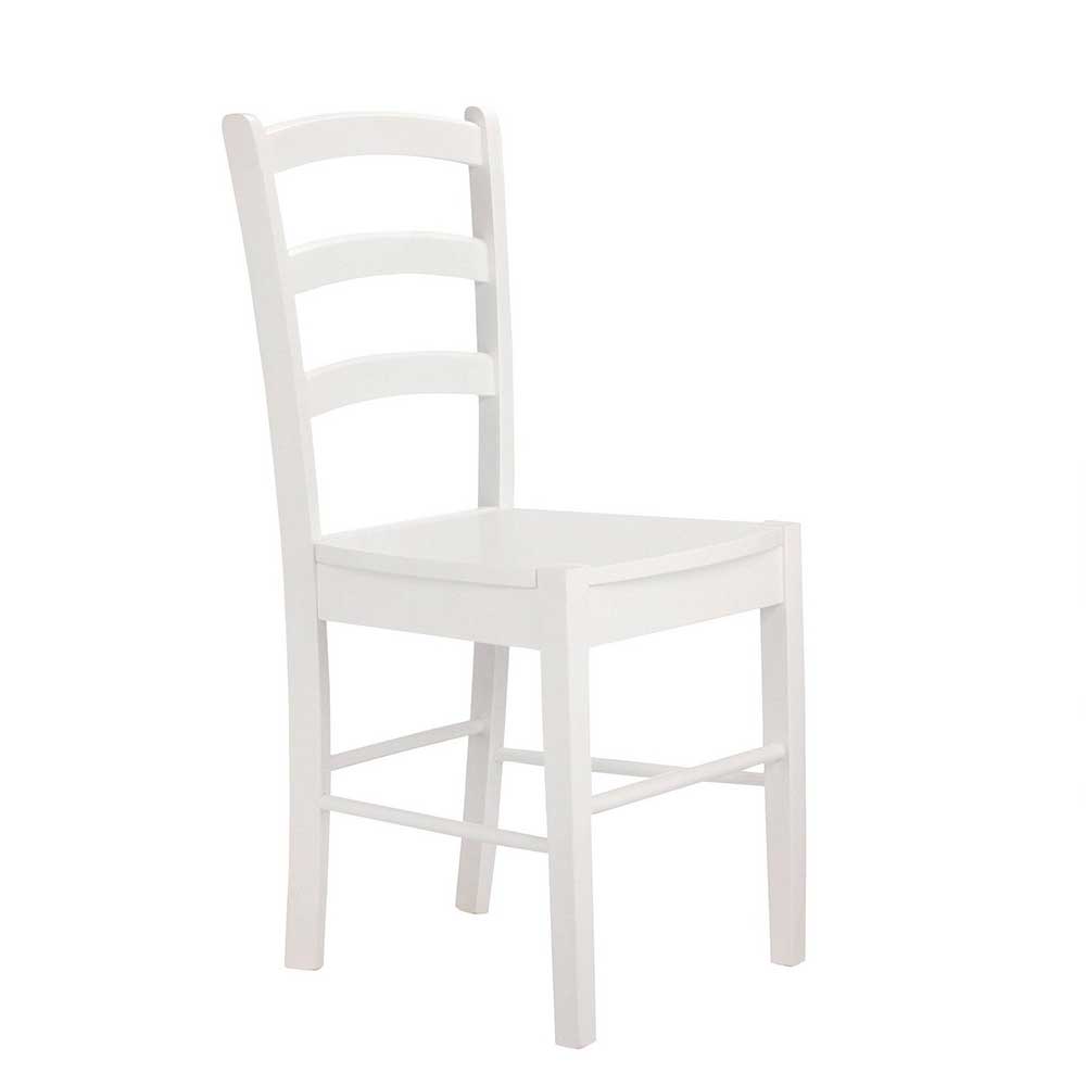 Möbel4Life Weiße Stühle mit Massivholzgestell modern (2er Set)
