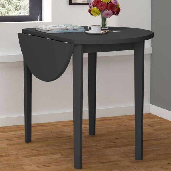 Möbel4Life Runder Esstisch in Schwarz klappbarer Tischplatte