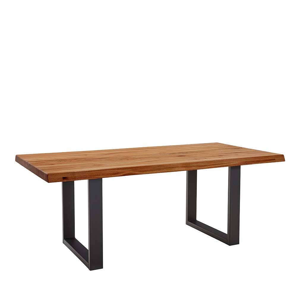 4Home Tisch U-Gestell aus Zerreiche Massivholz & Metall Baumkante