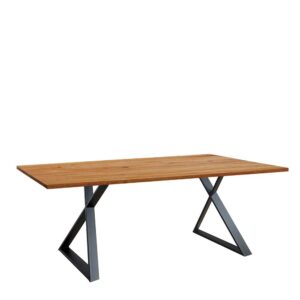 4Home Holzesstisch aus Zerreiche und Metall Bügelgestell