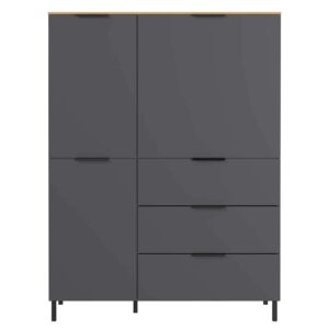 Möbel Exclusive Dunkelgraues Highboard 146 cm hoch Soft Close Türen