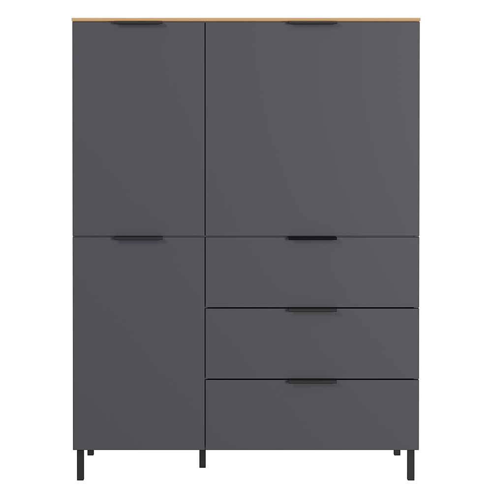 Möbel Exclusive Dunkelgraues Highboard 146 cm hoch Soft Close Türen