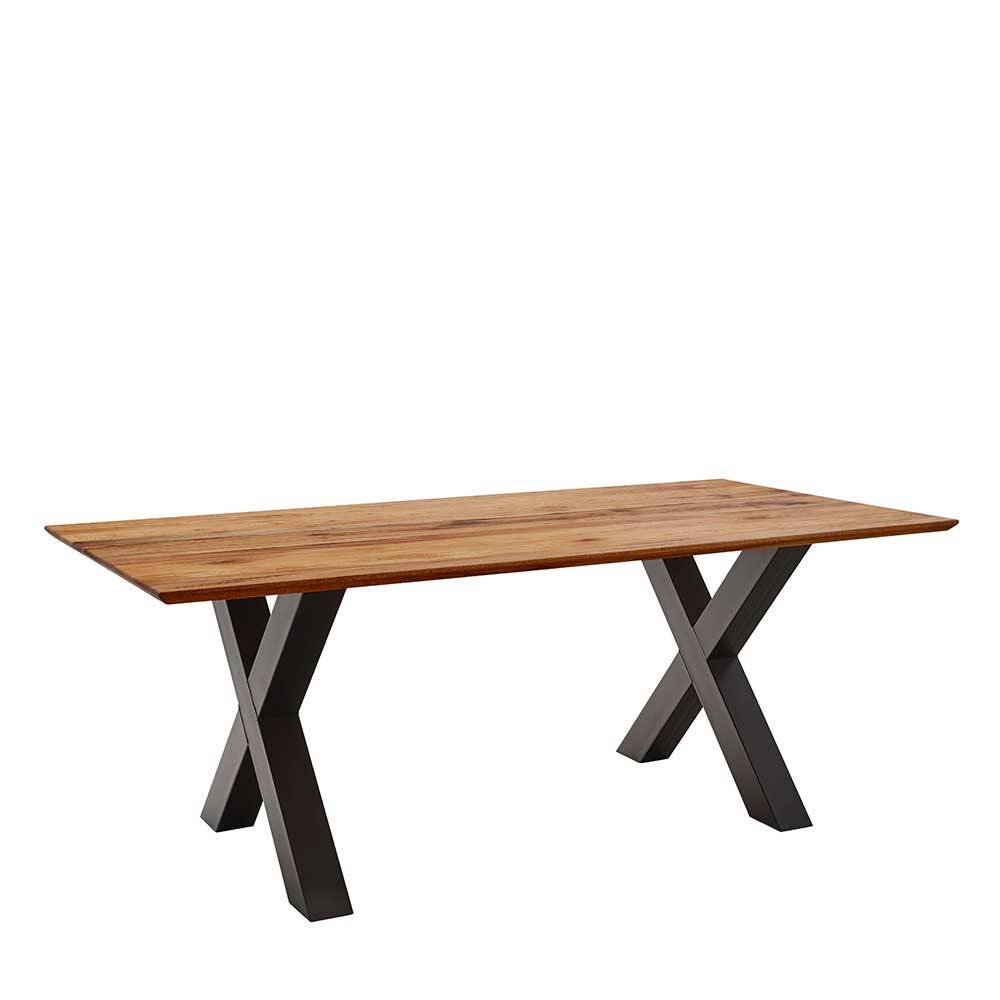 4Home X Gestell Tisch mit Massivholzplatte Zerreiche