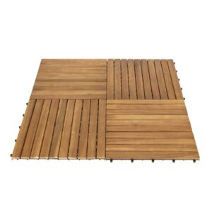 4Home Balkon Holzfliesen Set aus Akazie Massivholz und Kunststoff 50 cm breit (5er Set)