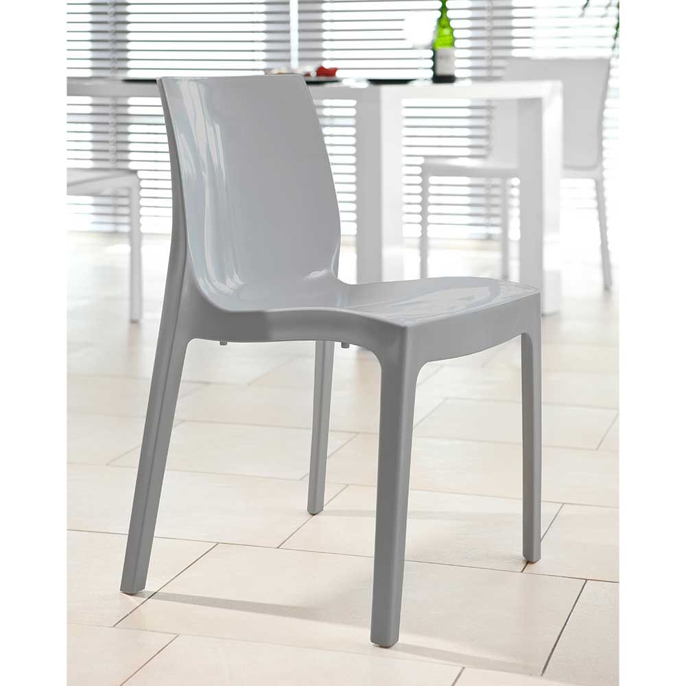 Rodario Kunststoff Stuhl in Grau 45 cm Sitzhöhe