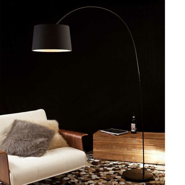 Rodario Bogenlampe in Schwarz Metall und Marmor