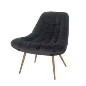 Rodario Retro Lounge Sessel in Dunkelgrau Samt 50 cm Sitzhöhe