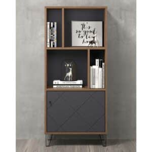 TopDesign Buchregal modern in Dunkelgrau und Eiche Braun NB 136 cm hoch