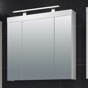 TopDesign Weißer Bad Spiegelschrank optionale Aufsatzleuchte 80 cm breit