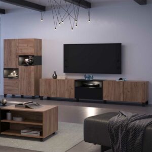 TopDesign Fernseher Schrankwand in modernem Design 140 cm hoch (zweiteilig)